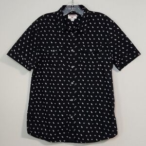 🌿 True Religion Black & White Men's Button Down Shirt, Size M ~ EUC